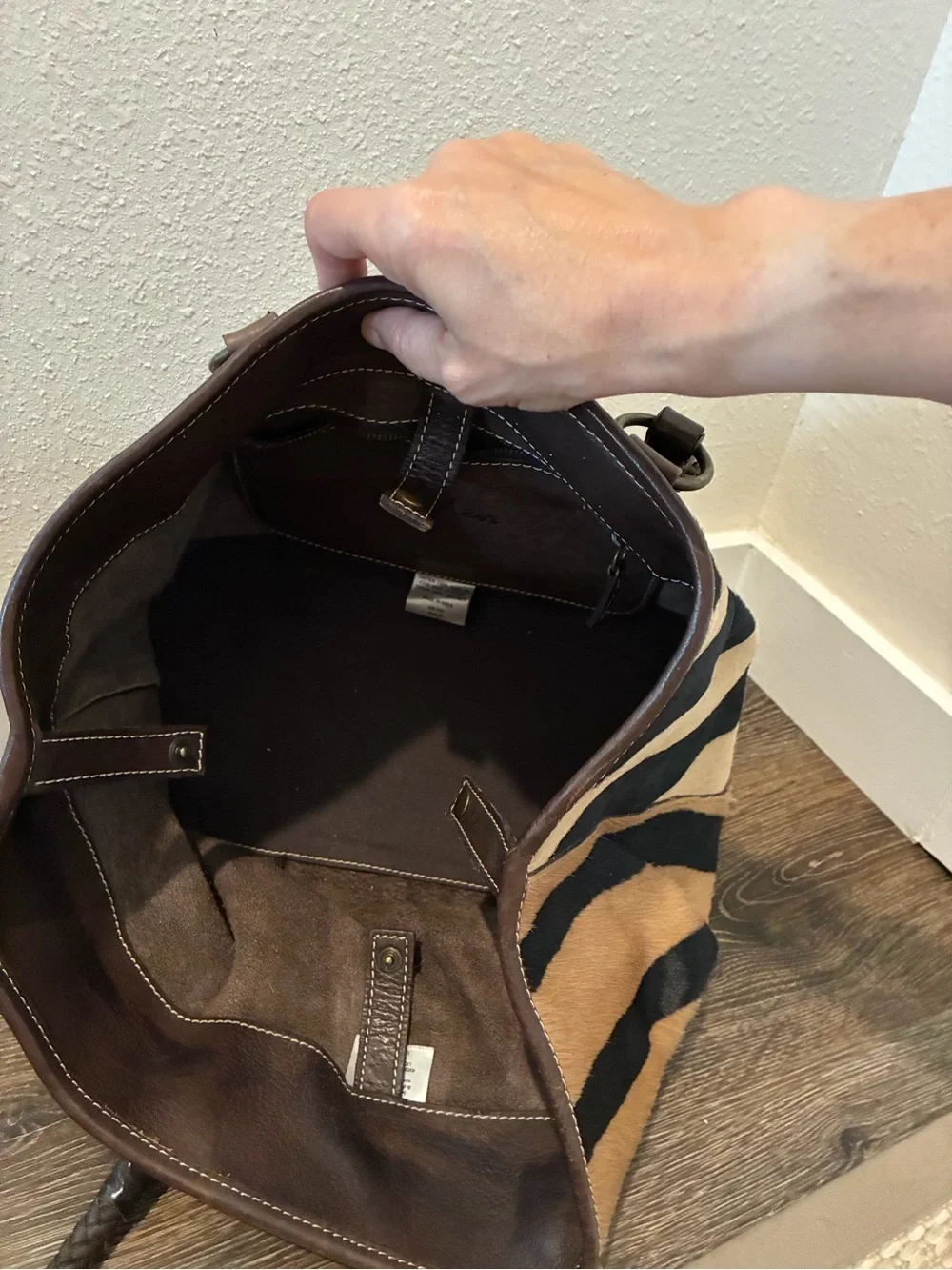 Rare! Vintage Boden Striped Brown and Black Tote Bag
